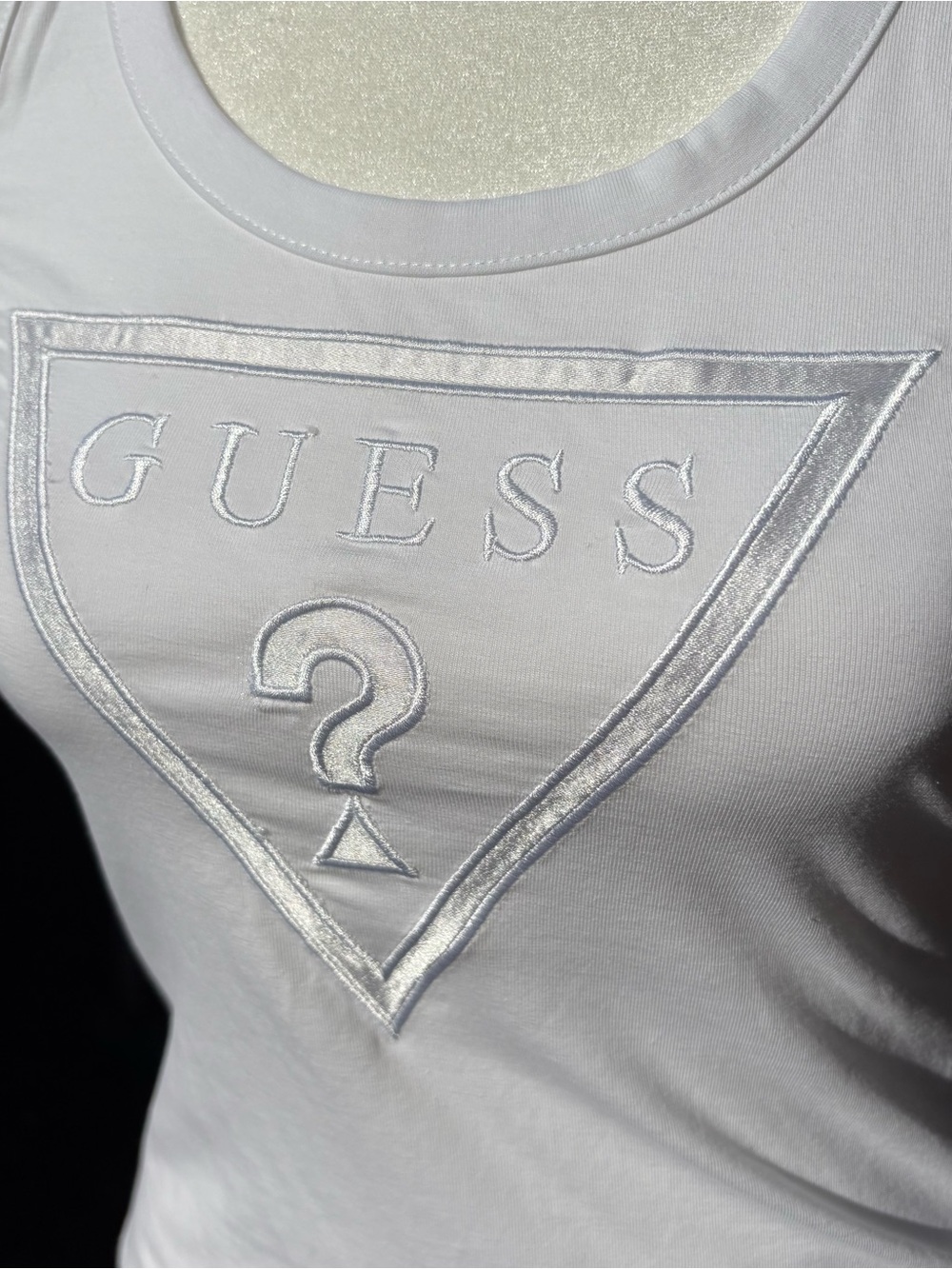 GUESS White Embroidered Logo Tank Top NWT XS Y2K